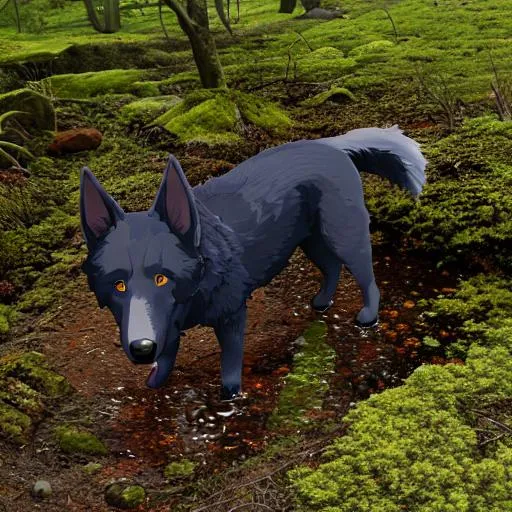 Prompt: dog in a bog