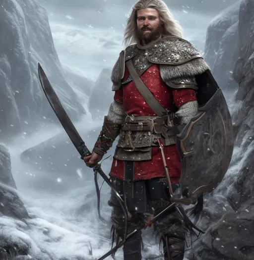 Prompt: Norway as a warrior, realistic, fantasy, 4k