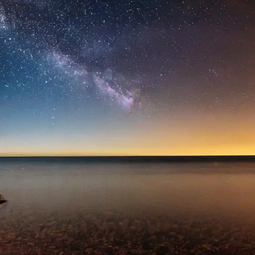 Prompt: stars over a calm sea