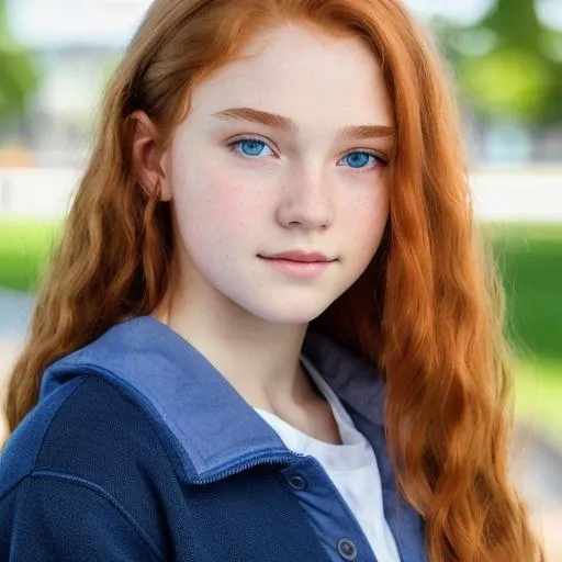 Prompt: Very Detailed Photo, portrait, of a handsome 15 years old human girl, medium-long red hair and scruffy face, very detailed indigo eyes,  looking off center at camera, chubby, UHD, 8K, realism, correct
