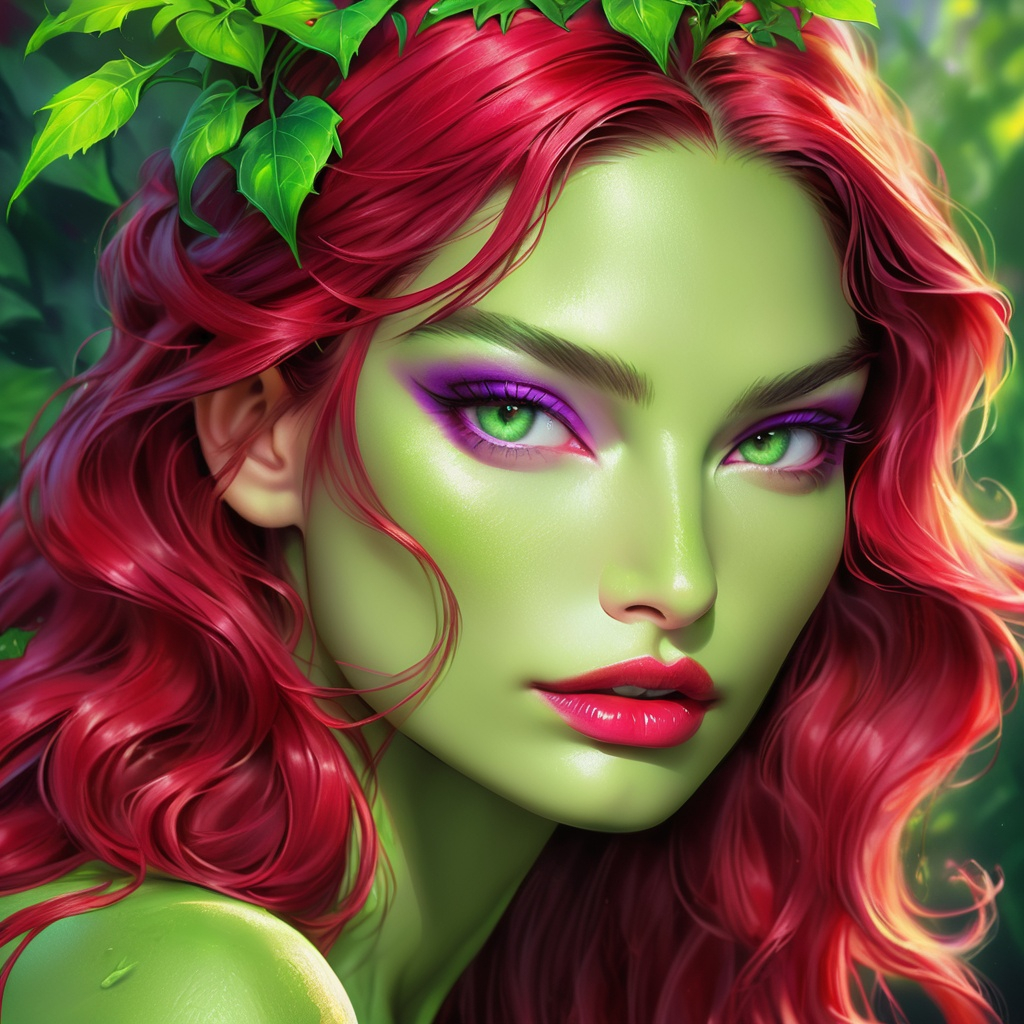 Lily Aldridge portrait, poison ivy, digital paintin... | OpenArt