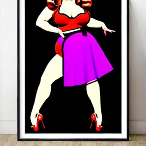 THICK PINUP SEXY RED - Thick Pinup Sexy Red - Posters and Art Prints