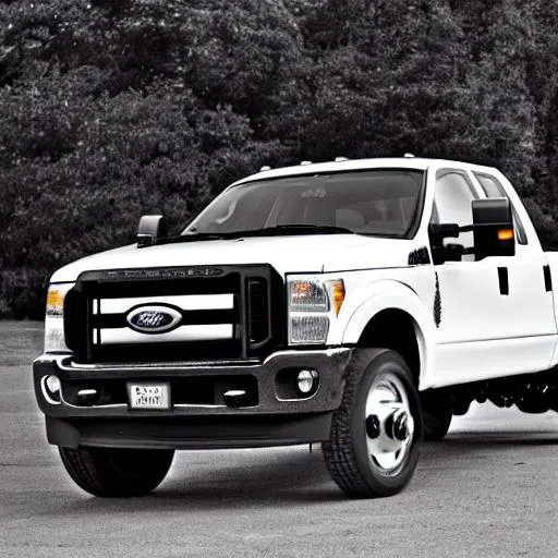 Prompt: black and white  ford f250