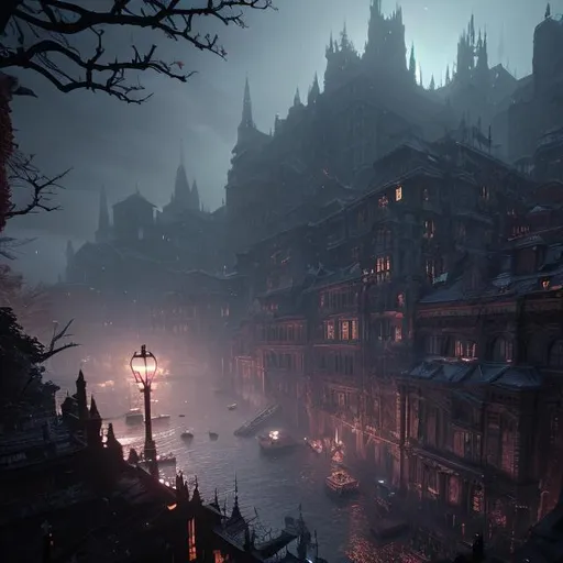 Prompt: "a tiny worlds by greg rutkowski, sung choi, mitchell mohrhauser, maciej kuciara, johnson ting, maxim verehin, peter konig, bloodborne, 8 k photorealistic, cinematic lighting, hd, high details, dramatic, dark atmosphere, trending on artstation"