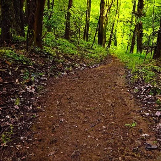 Prompt: Dirt Path in the woods