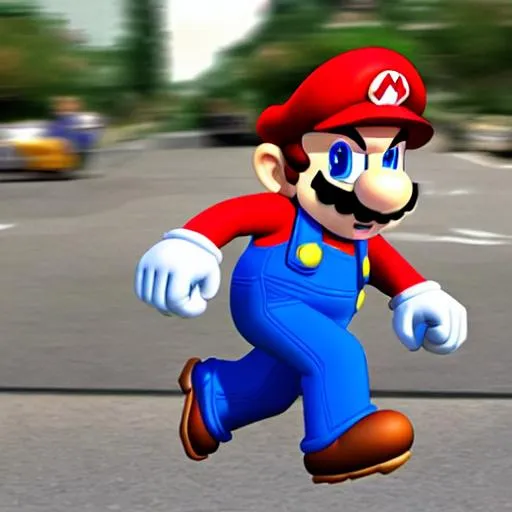 Prompt: mario getting chased by the cops

