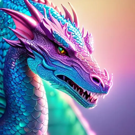 Sparkly Dragon, Pastel Colors, Reflective, Perfect C 