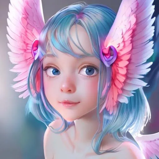 Prompt: Adorable angel, facial closeup