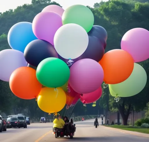 Prompt: ballons are now the new transport system