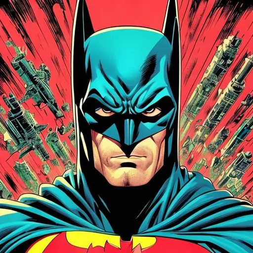Prompt: Retro comic style artwork, highly detailed Batman, comic book cover, symmetrical, vibrant
