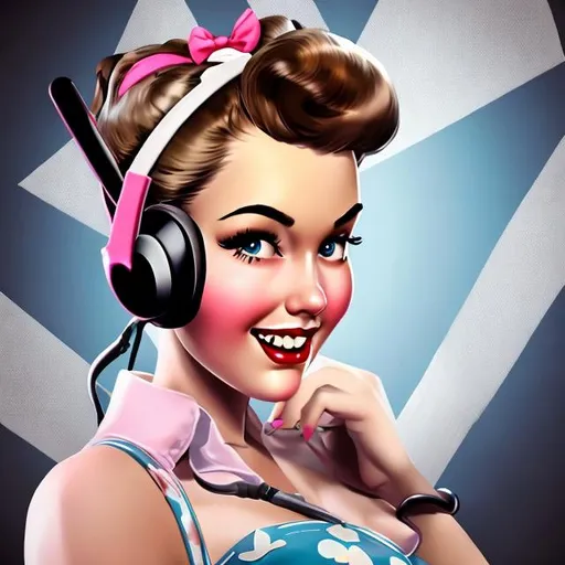 Prompt: pin-up girl wearing headset
