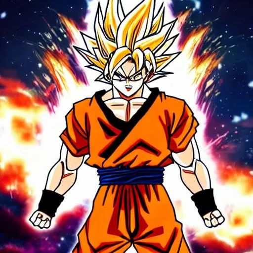 Son Goku Super Sayajin, attack position, full body