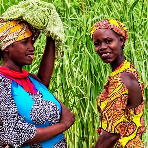 Prompt: two African women in farm 
