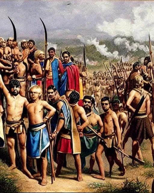 Prompt: Aryan tribes in a war