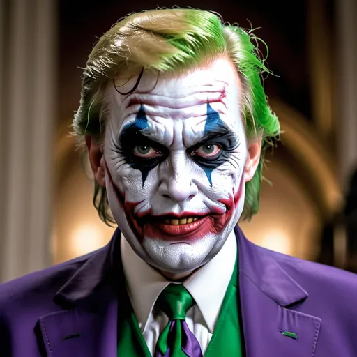 Prompt: president Donald trump as the joker from batman