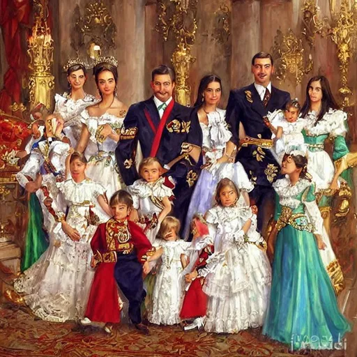 Prompt: Mexico royal family , By Konstantin Razumov, highly detailed