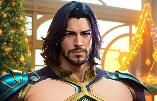 Prompt: Digital art full body of a gorgeous man looks like mix Brandon Routh and James McAvoy, 3d rendering, mix Thor and Thanos armor suit, perfect eyes, facial hair, symmetrical, lighting, detailed face, by makoto shinkai, stanley artgerm lau, wlop, rossdraws, concept art, digital painting, intricate ornament on his suit, bokeh background, colorful ambient, HDR, soft look. king small smile softer eyes


