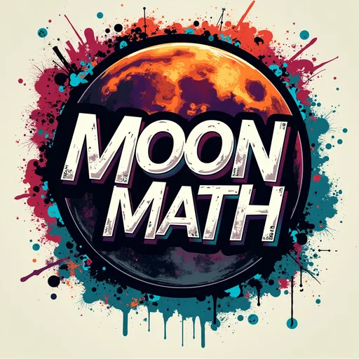 Prompt: Logo for "Moon Math", graffiti-inspired design, urban chic, vibrant colors, artistic brush strokes, urban background, edgy and modern aesthetic, high-contrast, layered textures, bold typography, capturing the spirit of street art, dynamic and eye-catching composition, graffiti mural essence, contemporary design, sophisticated yet playful vibe.