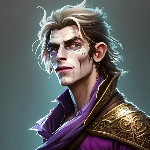 Prompt: Full body splash art of a sweet, youthful, young, expressive, smiling male undead zombie bard, mummified face, shoulder long black hair, skinny, plum medieval purple noble clothes, D&D, dnd, fantasy, highly detailed, sharp focus, digital painting, trending on artstation, 4k, 8k, unreal engine