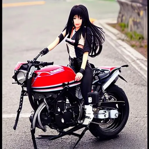 Prompt: A beautiful motorcycle girl in anime format