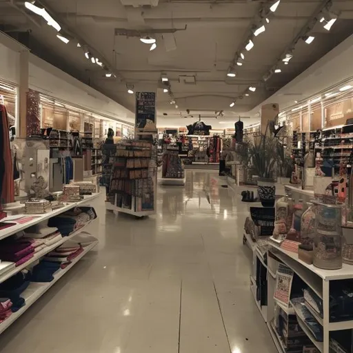 Prompt: Inside a store liminal space