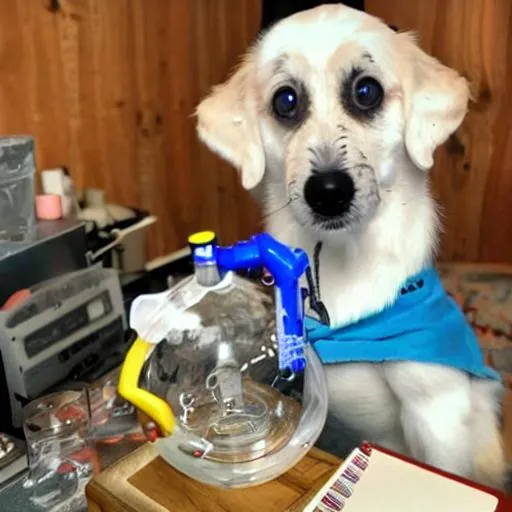 Prompt: Cute dog doing science 🧪 