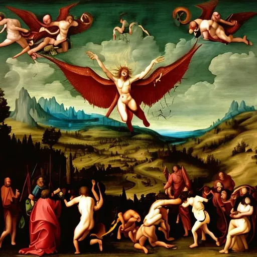 Prompt: satan tried to kill me in renaissance style landscape painting