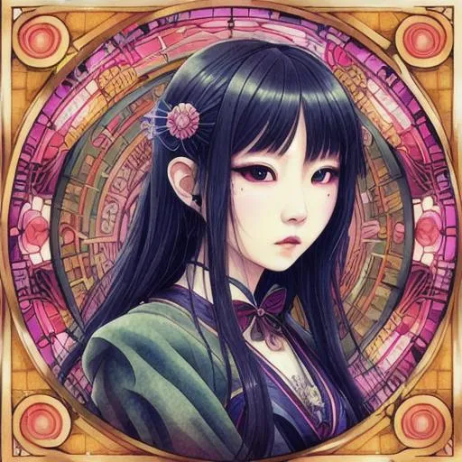 Portrait, japanese girl, cute, simetric!, (grunge),... OpenArt