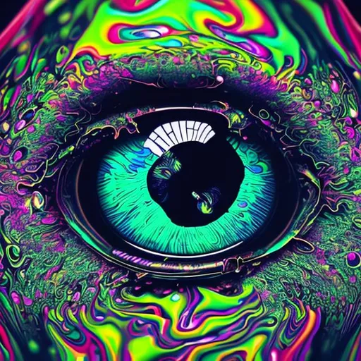 Prompt: trippy splash art, high quality, high detail, portrait, trippy macro lens eye with a skull reflection in it 