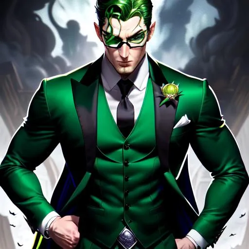 Prompt: (((masterpiece))), ((best quality)),((full body)) hyper quality, refined rendering, extremely detailed, highly detailed fantasy art, (super fine illustration), highres, (ultra-detailed), detailed face, perfect face, DC COMIC THE RIDDLER ((GREEN DRESS SUIT WITH BLACK QUESTION MARKS FABRIC)) ((hyper detailed eyes)) (((extremely handsome and manly))), stunning art, best aesthetic, twitter artist, amazing, high resolution, fine fabric emphasis, UHD, (hyper detail quality), refined rendering, extremely detailed, stunning art, best aesthetic,twitter artist, amazing, high resolution, fine fabric emphasis, UHD, super fine illustration, ((hyper detailed)) highres, (ultra-detailed), hyper detailed face, perfect face