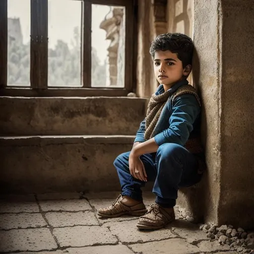 Prompt: create most beautiful photograph of most beautiful fictional, Kurdish young boy, extremely, detailed environment, detailed background, intricate, detailed skin, natural colors , professionally color graded, photorealism, 8k, moody lighting.