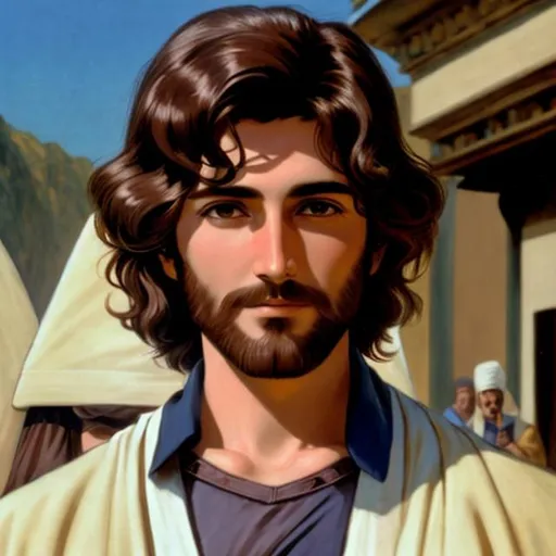 Jesus Christ in a cream robe, 1st century clothes | OpenArt