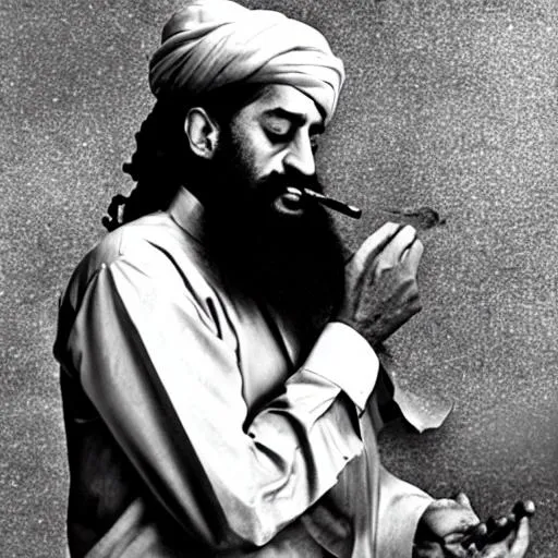 Prompt: Osama bin Laden smoking weed