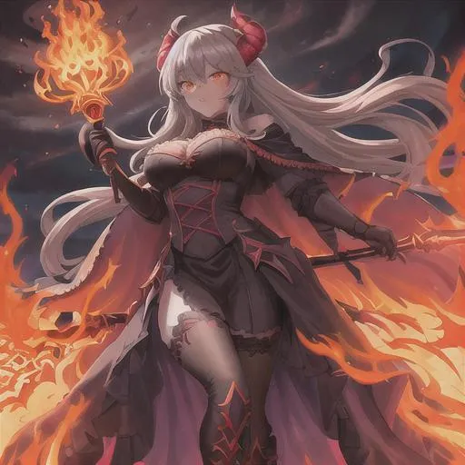 anime king on fire in dungeon throne wallpaper 1080