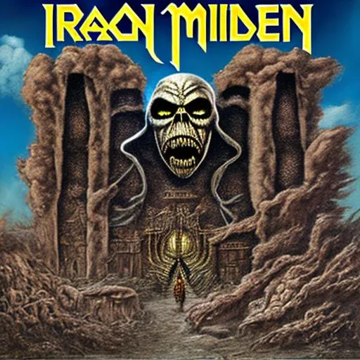 Prompt: iron maiden  album cover