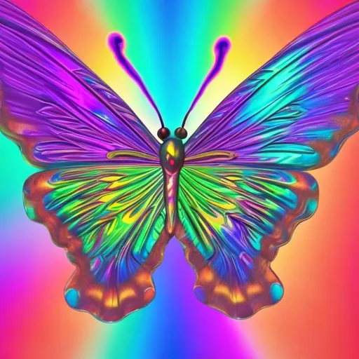 Prompt: Holographic butterfly in the style of Lisa frank 