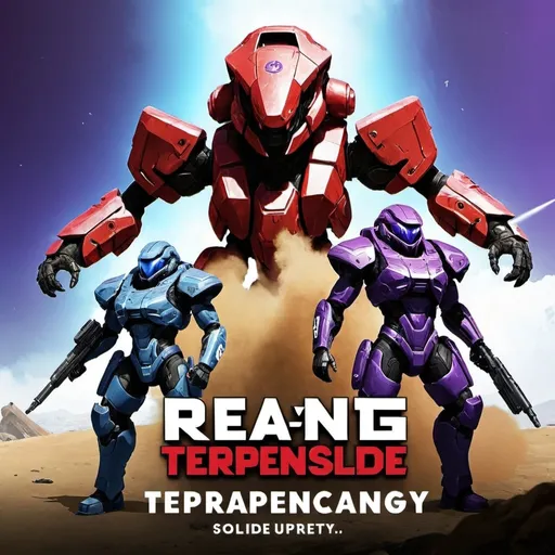 Prompt: "Create a propaganda poster featuring a powerful red Terran Republic (TR) soldier standing triumphantly on the head of a fallen purple Vanu Sovereignty (VS) soldier in the iconic Planetside 2 style. The poster should boldly emphasize TR's dominance with a shoutout: 'TR is Unstoppable!' Display the VS as weak and utterly defeated beneath the TR soldier, reinforcing the message of total superiority."