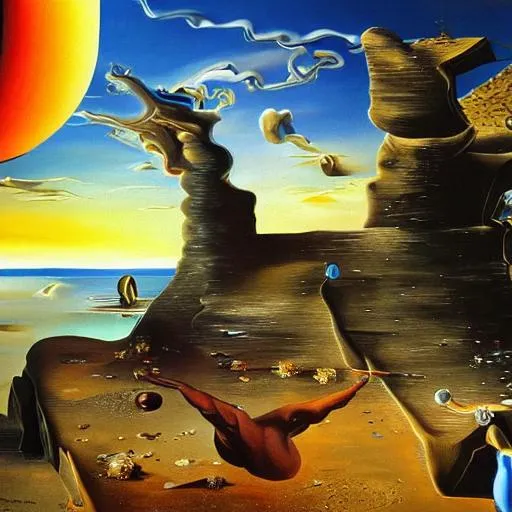 Prompt: salvadore dali painting, surreal, CGI, 3D, heavily detailed, hyper realistic, 4k