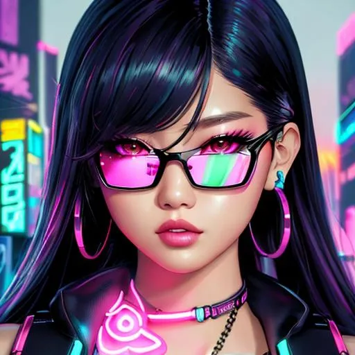 Prompt: A detailed portrait of a cyberpunk Jennie from Blackpink as a cyborg in a Futuristic Cityscape and Neon Pink Flamingo, Street Art, Graffiti Style, Bold, Digital Painting, Urban, Edgy, Colorful, 8K, Intricate Details illuminated by a neon sunset, by Alex Konstad, Tatsuya Ishida, and Patrick Brown, dramatic lighting, hyper-realistic details, with digital painting techniques, trending on Artstation, cinematic cinematic lighting.