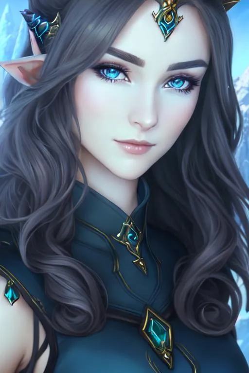 Prompt: "oil painting, fantasy, UHD, hd , 8k, Full Body, I would like to commission a highly realistic and extremely detailed face portrait of an Elf female character from World of Warcraft. The character should be modeled after an Medieval young princess with beautiful long, curly, and wavy orange hair, thin arched eyebrows, and striking orange eyes. She should be wearing a black clothes and an intricate crystal circlet on her forehead. The artwork should be created in either 4K or 16K resolution and should be of photo realistic quality."