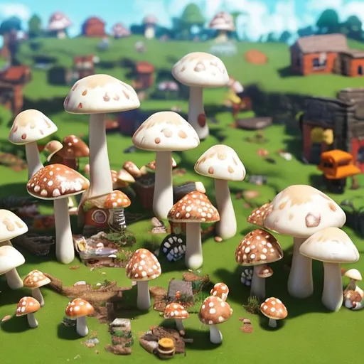 Prompt: Mushroom town upscaling
