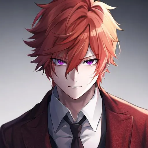 Prompt: Erikku male adult (short ginger hair, freckles, right eye blue left eye purple) UHD, 8K, Highly detailed, insane detail, best quality, high quality,  anime style,  fighting, covered in blood, psychotic