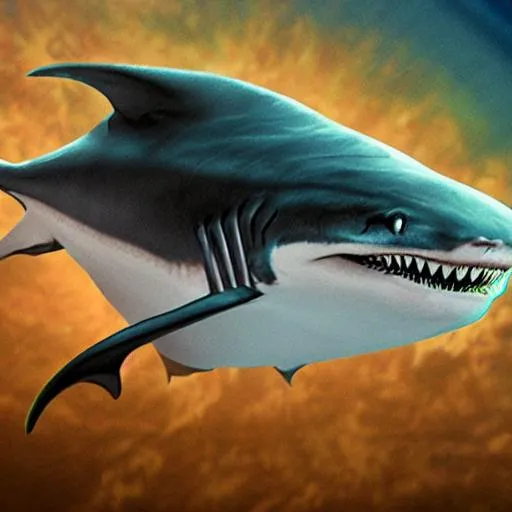 Prompt: Glass-Jawed Space-Sun Shark.