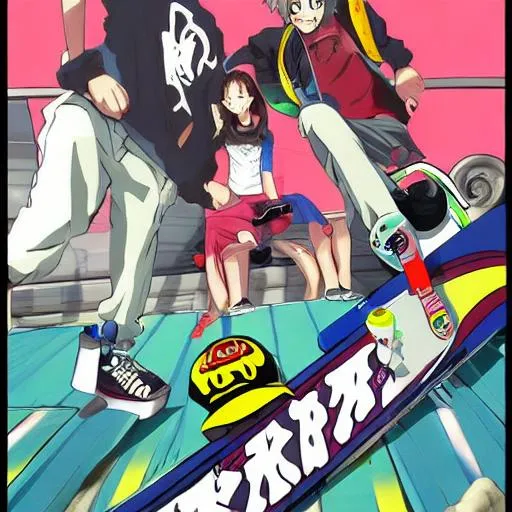 Anime Boy With Skateboard, HD Png Download - kindpng