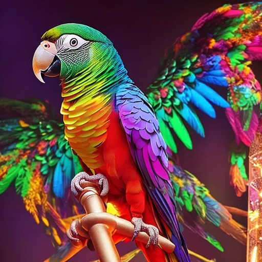 Prompt: lighting macau parrot in dream colors exoctic looks 
