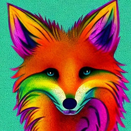 Prompt: A rainbow fox 