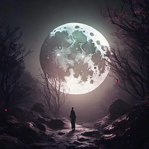 Prompt: The moon is haunted, 8k, cinematic, high detail, beautiful elegant dark, conceptart, artstation deviantart pinterest