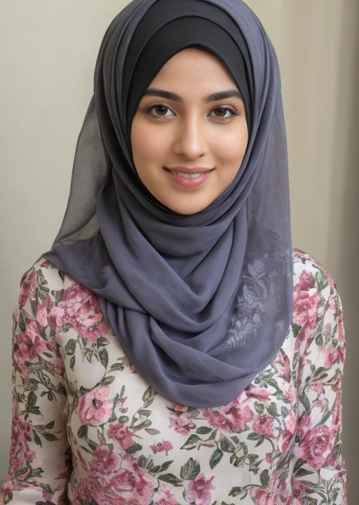 a beautiful woman in a forest, wearing hijab, looking_at camera