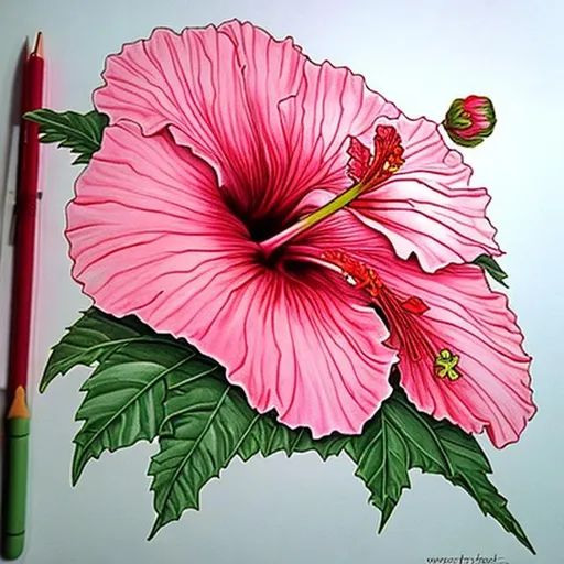 Hibiscus Drawing For Coloring Book