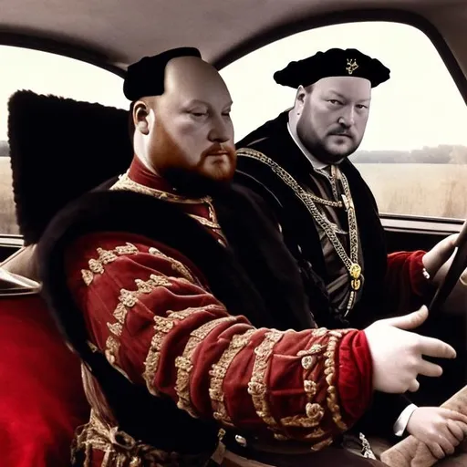 Prompt: Car driving Henry VIII 